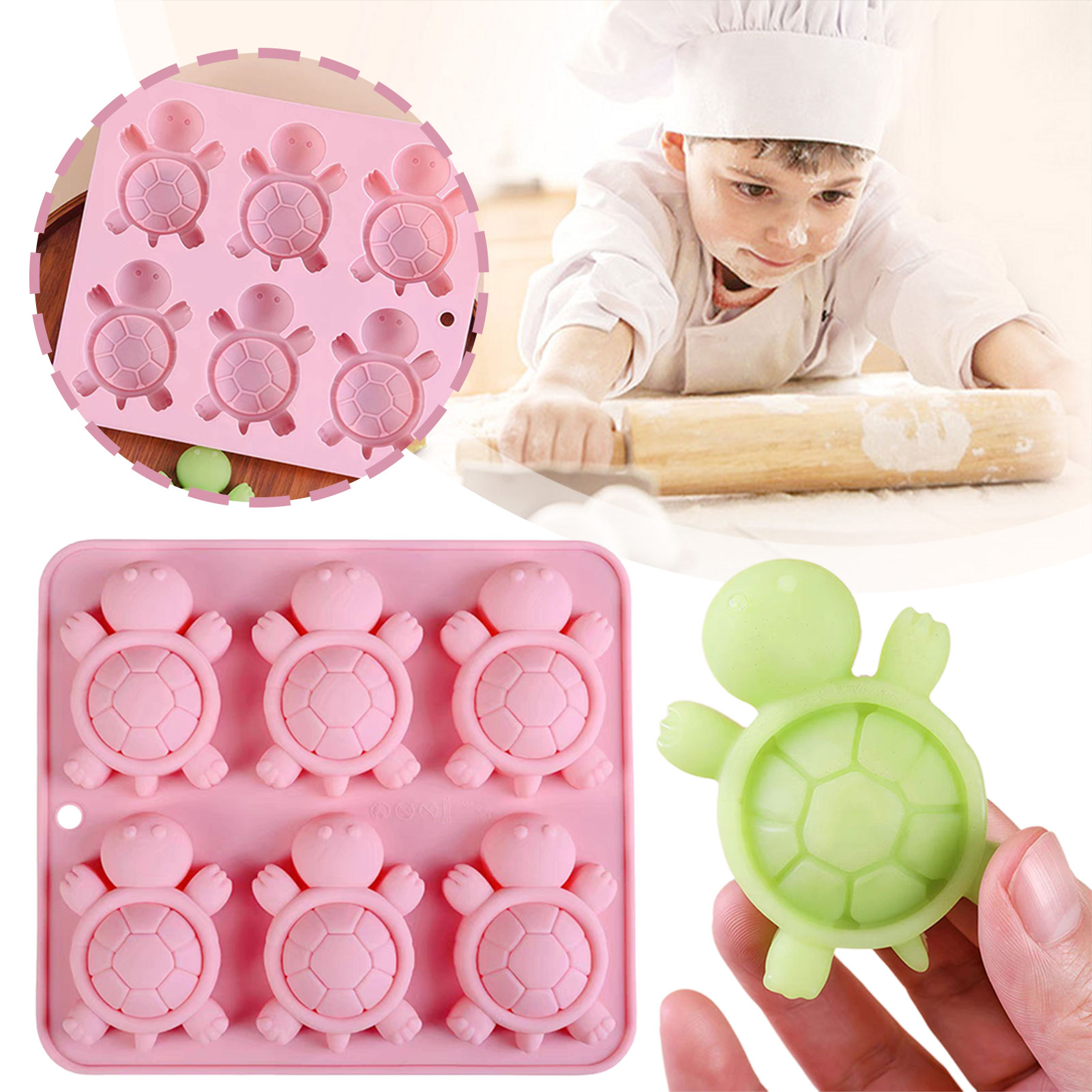 Kitchen Baking Tray - เต่าน้ำแข็งถาดน้ำแข็ง 3D เต่าทะเลแม่พิมพ์ซิลิโคนสำหรับ DIY ICE Cubes