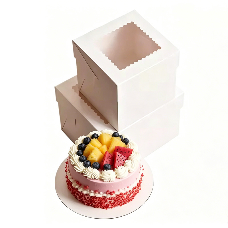 Kitchen Tools For Baking - 2/4/6PCS กล่องเบเกอรี่สีขาวพร้อมหน้าต่าง กล่องเค้กแบบพับได้ กล่องเก็บขนมคุกกี้ กล่องเก็บเค้ก สำหรับงานวันเกิด
