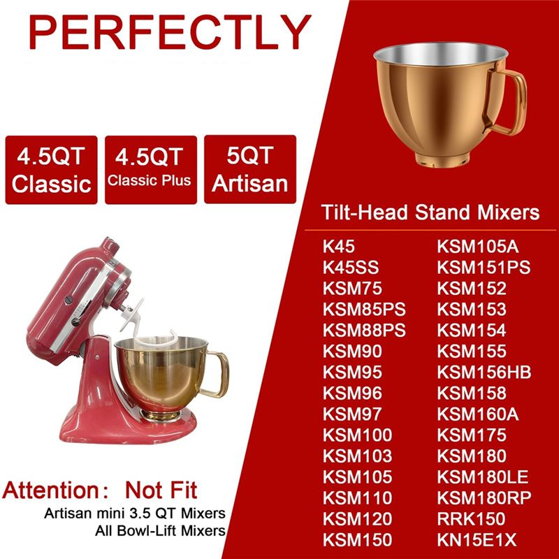 ชามผสมสแตนเลส A27F-5 QT สำหรับ - Kitchenaid Mixer Artisan 5Qt บทวิจารณ์และราคา