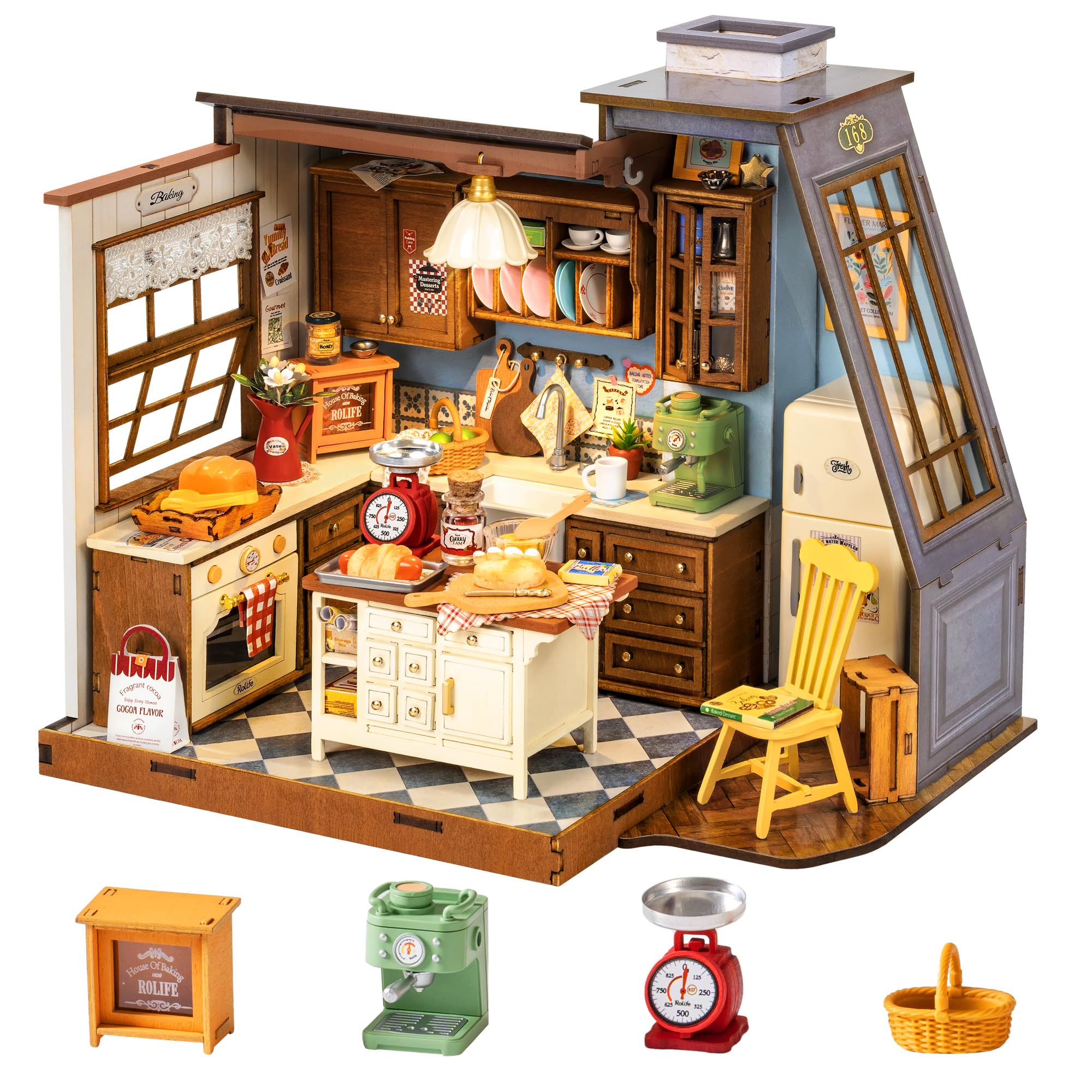 ชุดบ้านจิ๋วโรไลฟ์ DIY ชุดโมเดล - Baking Kitchen Robotime บทวิจารณ์และราคา
